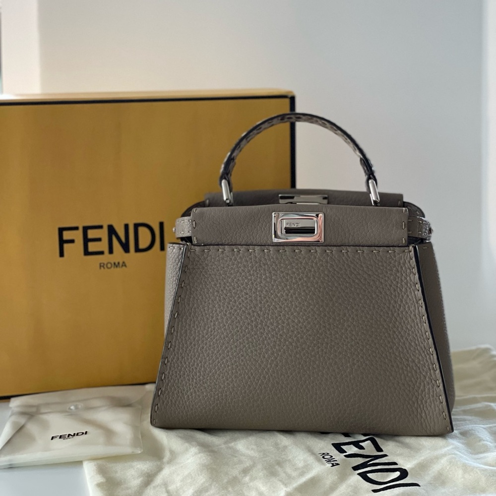 Fendi Peekaboo Mini Dove Grey Selleria bag